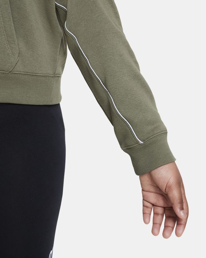Sudadera Con Capucha Nike Air Kids French Terry Cropped (Extended Size) Niña Verde Oliva | NVZAG-6183