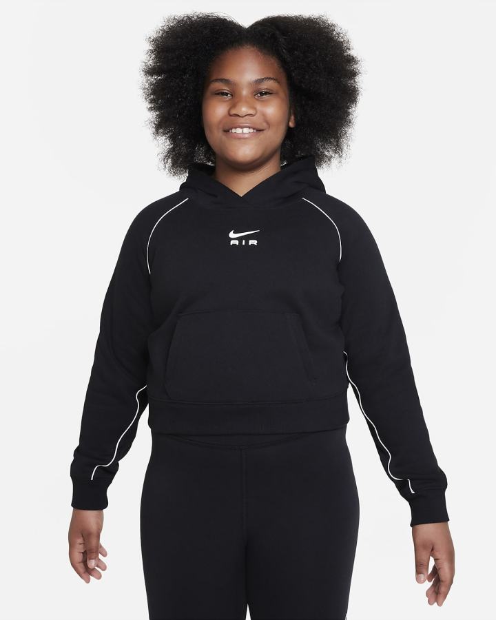 Sudadera Con Capucha Nike Air Kids French Terry Cropped (Extended Size) Niña Negras | SUVAL-9372