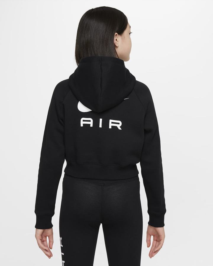 Sudadera Con Capucha Nike Air Kids French Terry Cropped (Extended Size) Niña Negras | ZTAFM-8312