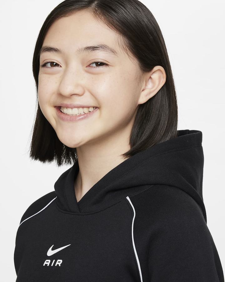 Sudadera Con Capucha Nike Air Kids French Terry Cropped (Extended Size) Niña Negras | ZTAFM-8312