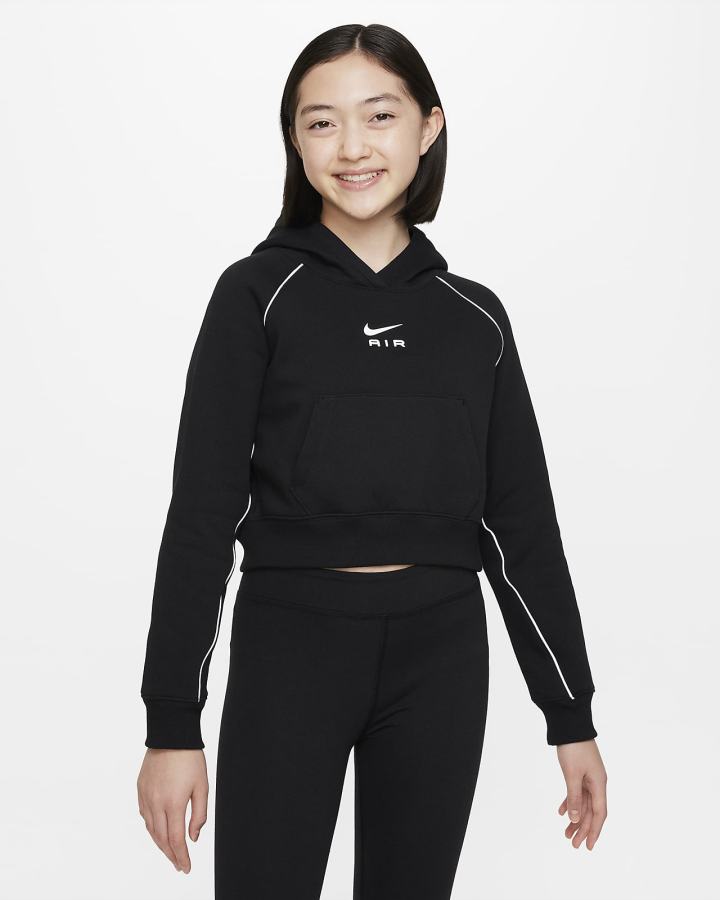 Sudadera Con Capucha Nike Air Kids French Terry Cropped (Extended Size) Niña Negras | ZTAFM-8312