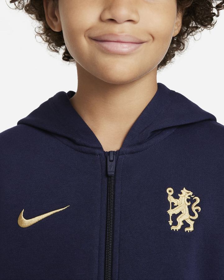 Sudadera Con Capucha Nike Chelsea FC Kids Full-Zip Fleece Niño Azules Doradas | GOZFN-7408