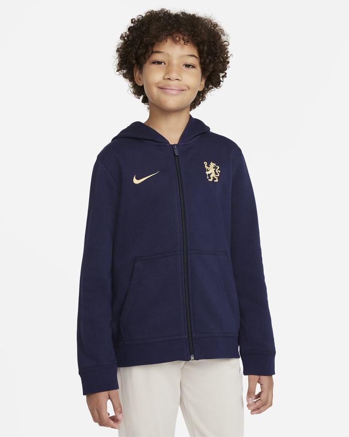 Sudadera Con Capucha Nike Chelsea FC Kids Full-Zip Fleece Niño Azules Doradas | GOZFN-7408