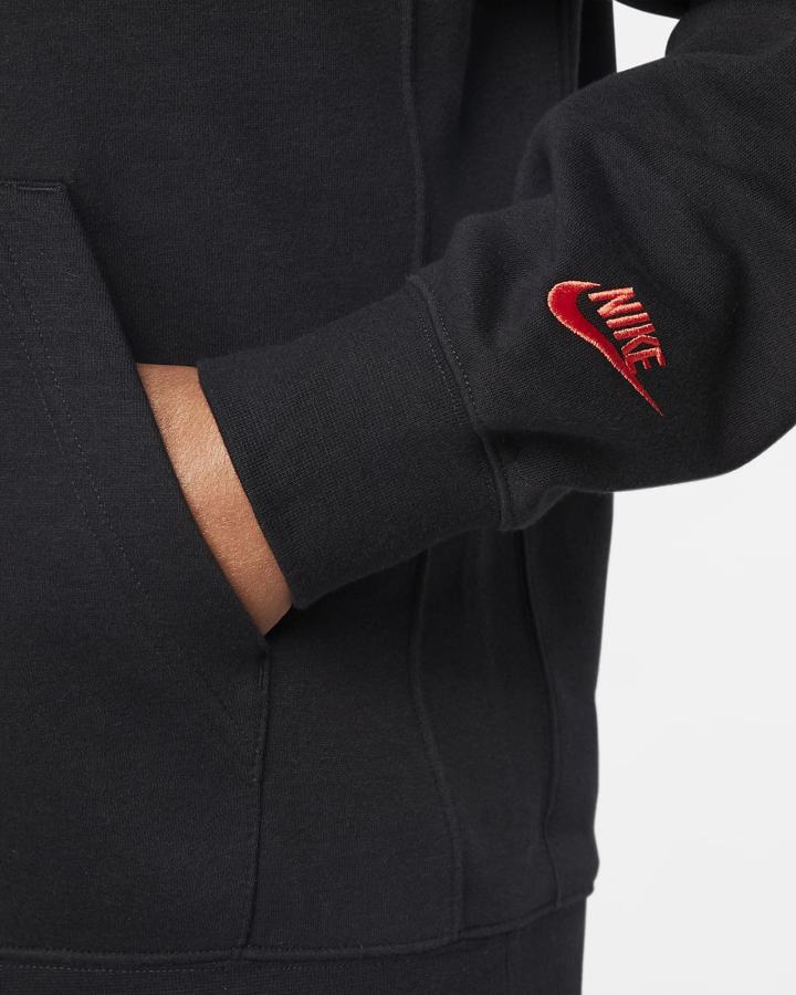 Sudadera Con Capucha Nike Club Fleece+ Estampadas Hombre Negras Rojas Claro | UYCIO-1497