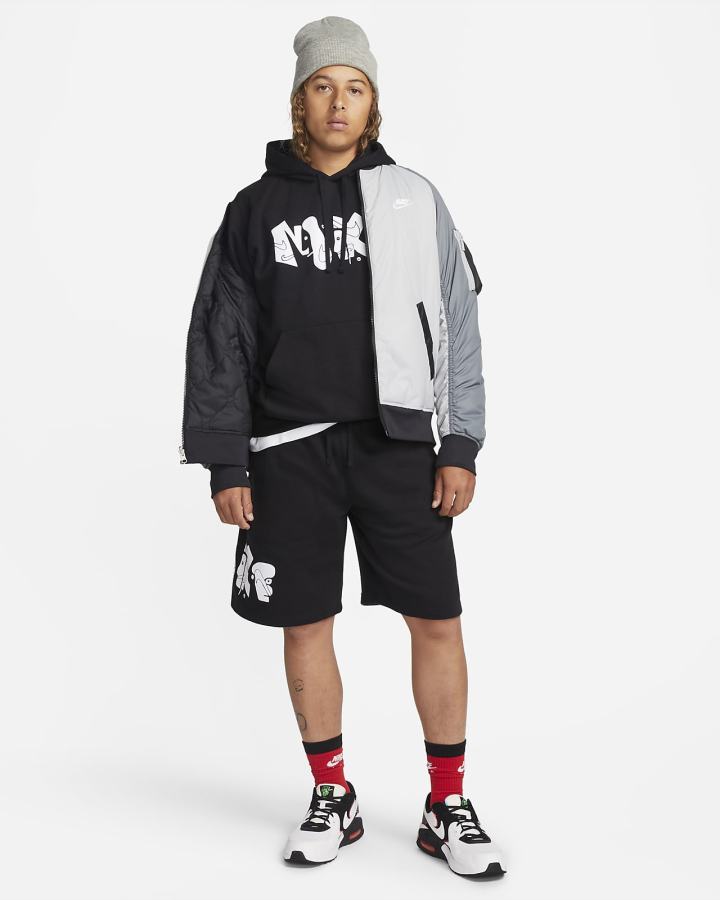 Sudadera Con Capucha Nike Club Fleece+ Estampadas Hombre Negras Rojas Claro | UYCIO-1497
