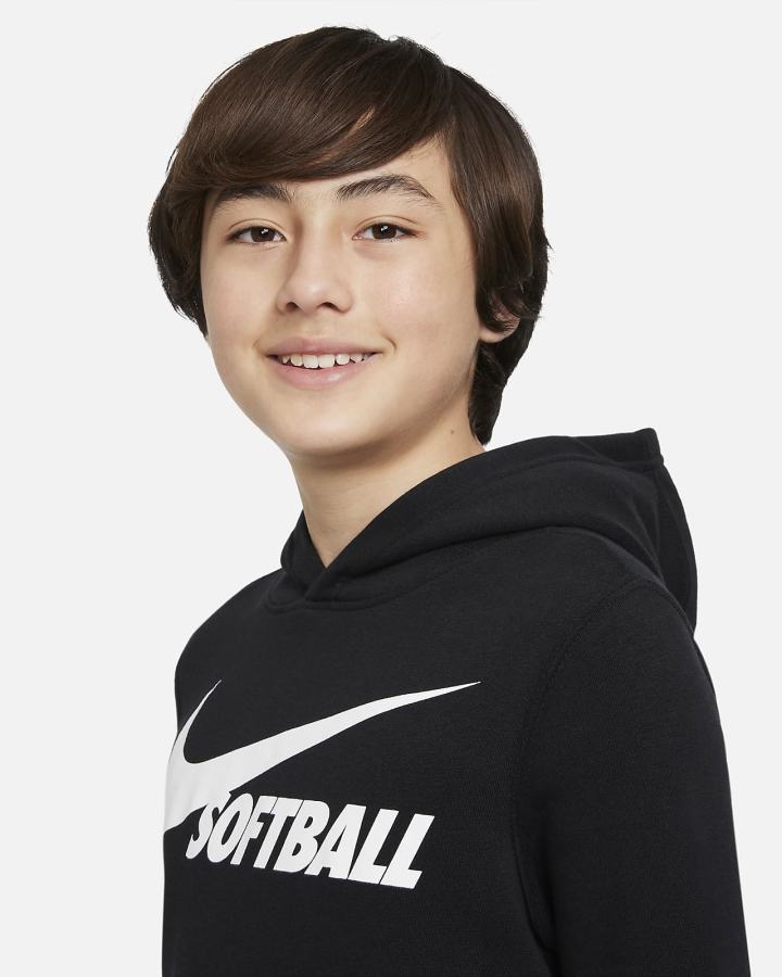 Sudadera Con Capucha Nike Club Fleece Kids Niña Negras | JGTBV-4613