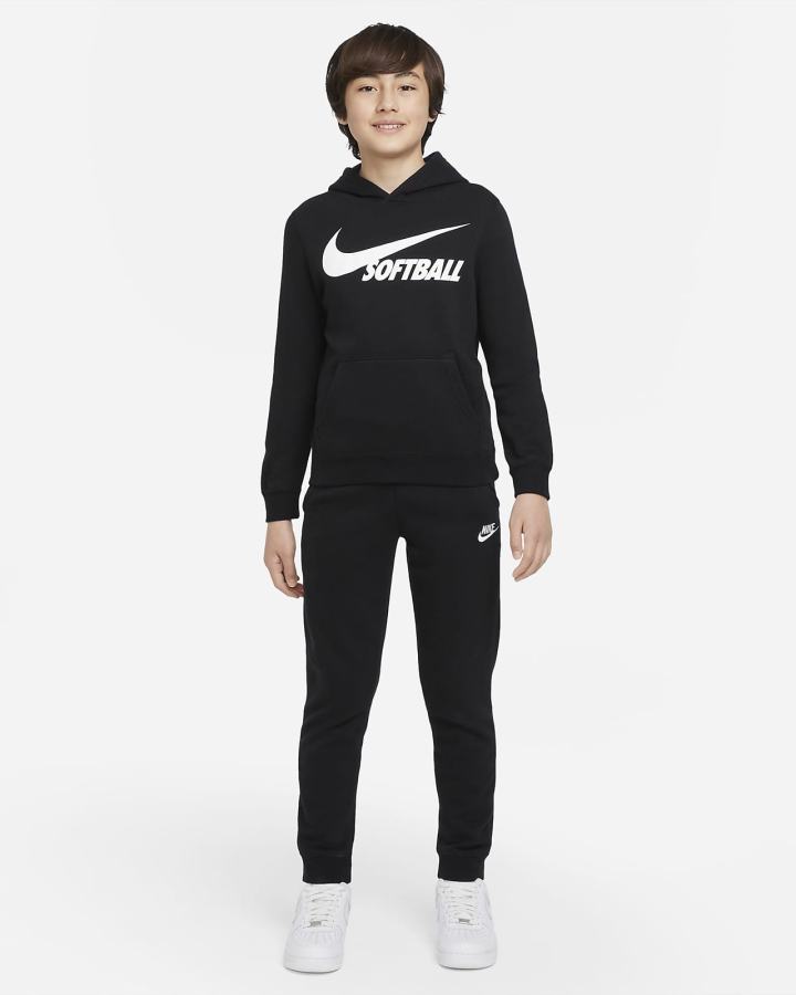 Sudadera Con Capucha Nike Club Fleece Kids Niña Negras | JGTBV-4613