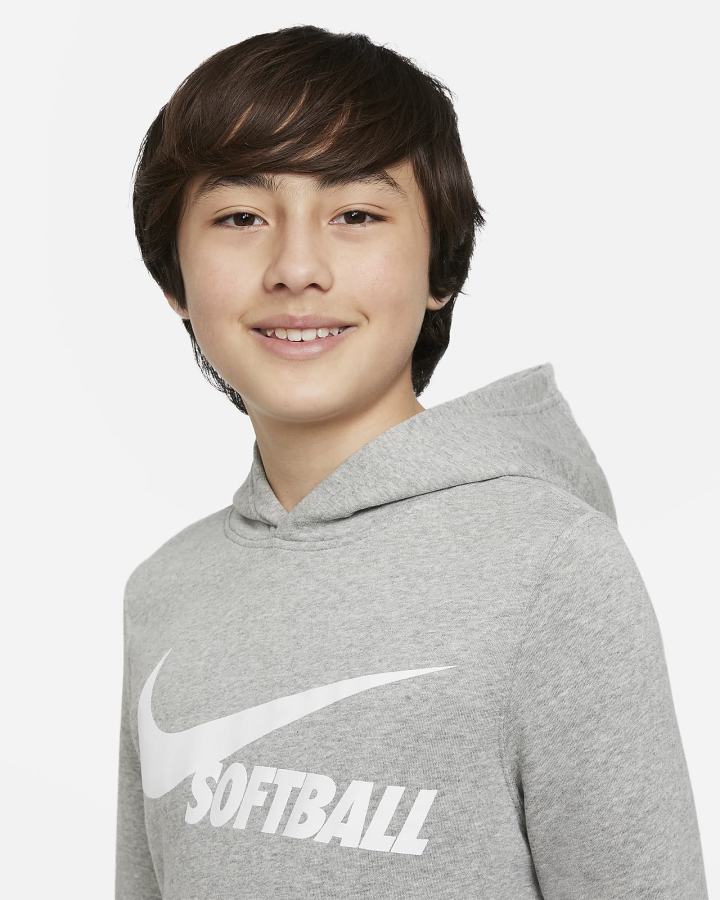 Sudadera Con Capucha Nike Club Fleece Kids Niña Gris Oscuro | XGKRE-0839