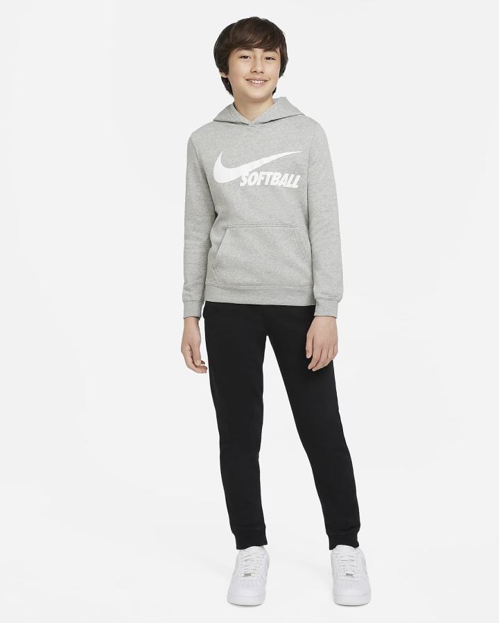 Sudadera Con Capucha Nike Club Fleece Kids Niña Gris Oscuro | XGKRE-0839