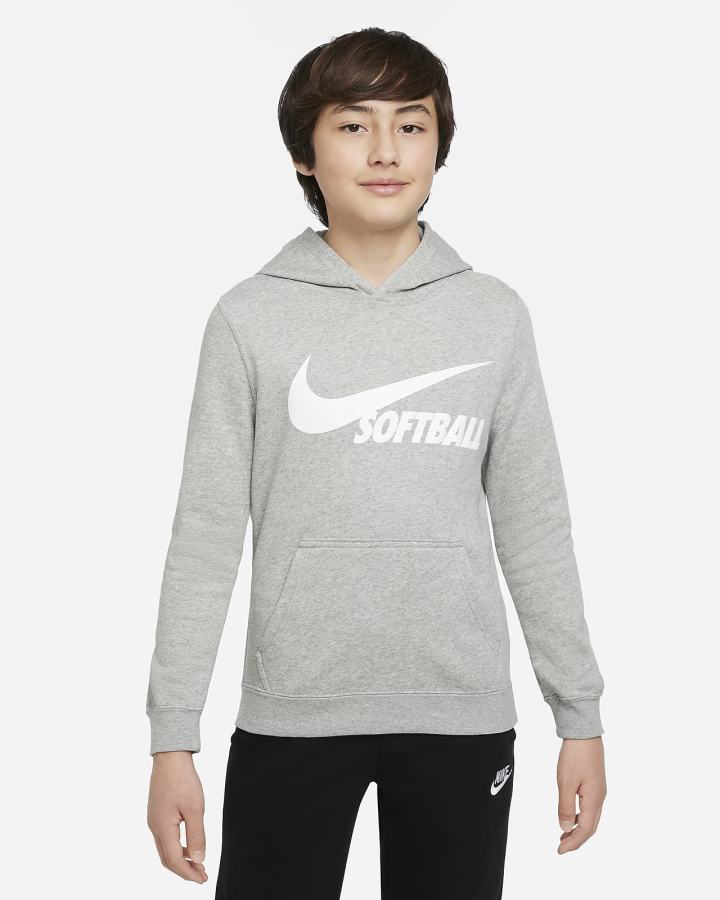 Sudadera Con Capucha Nike Club Fleece Kids Niña Gris Oscuro | XGKRE-0839