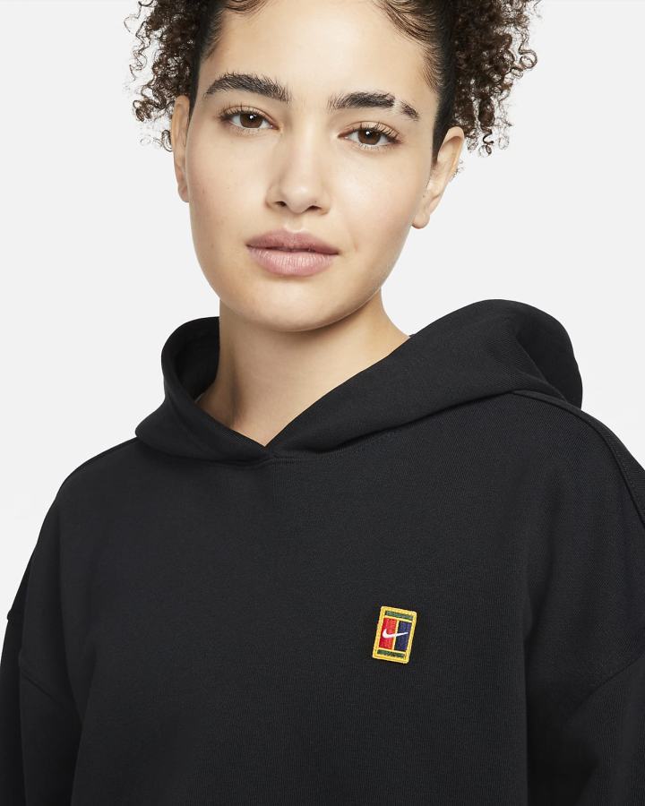 Sudadera Con Capucha Nike Court Fleece Tennis Mujer Negras | UYXSB-3805