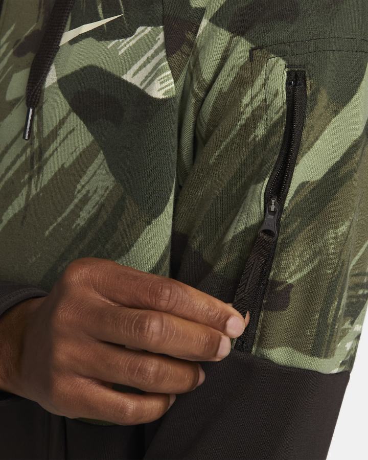 Sudadera Con Capucha Nike Dri-FIT Fleece Full-Zip Camo Fitness Hombre Marrones Negras | ADQWT-9247