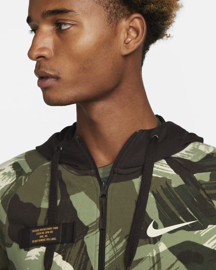 Sudadera Con Capucha Nike Dri-FIT Fleece Full-Zip Camo Fitness Hombre Marrones Negras | ADQWT-9247
