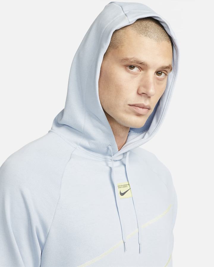 Sudadera Con Capucha Nike Dri-FIT Fleece Fitness Hombre Azules Limón | JOFSE-7605