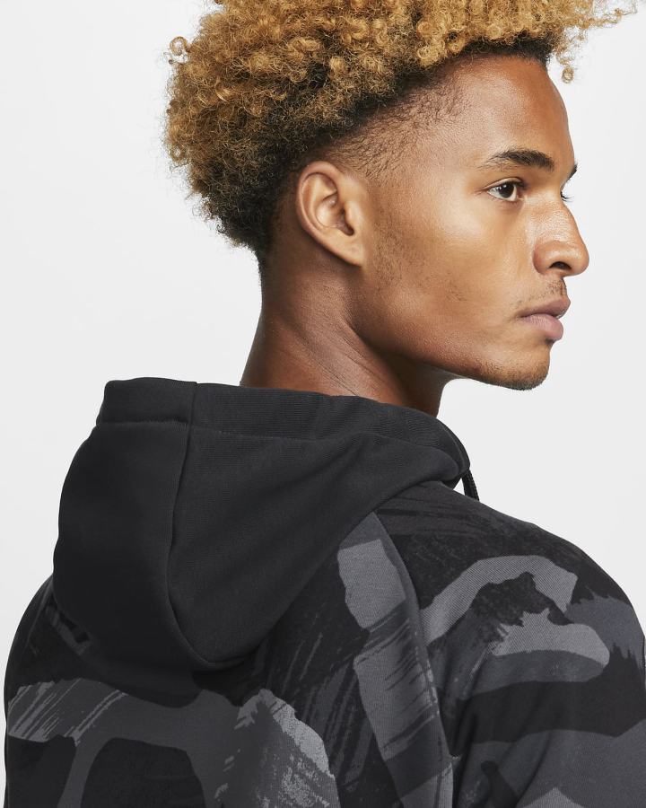 Sudadera Con Capucha Nike Dri-FIT Fleece Full-Zip Camo Fitness Hombre Negras | SDEBZ-8190