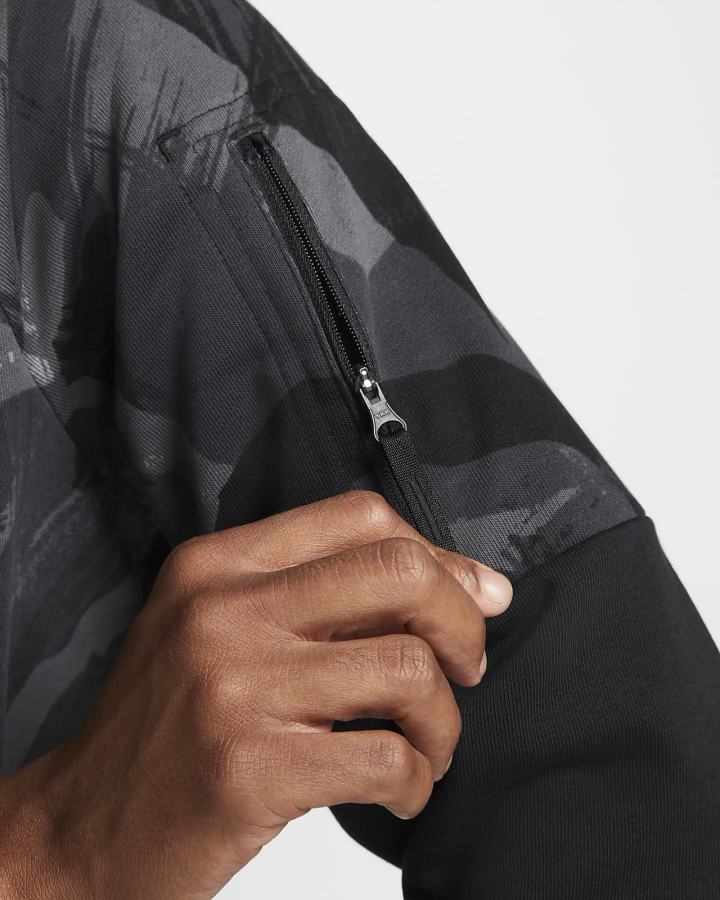 Sudadera Con Capucha Nike Dri-FIT Fleece Full-Zip Camo Fitness Hombre Negras | SDEBZ-8190