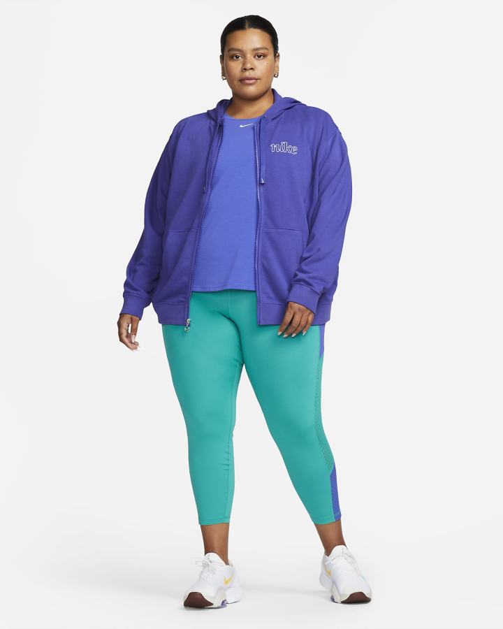 Sudadera Con Capucha Nike Dri-FIT Get Fit Estampadas Full-Zip Training (Plus Size) Mujer Blancas | AUMJH-5691