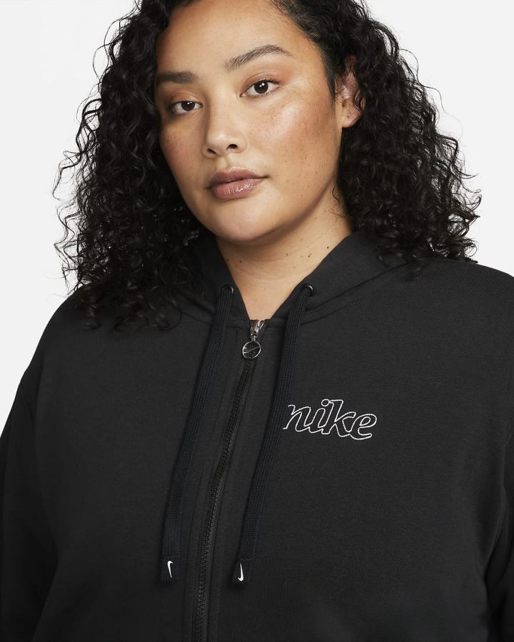 Sudadera Con Capucha Nike Dri-FIT Get Fit Estampadas Full-Zip Training (Plus Size) Mujer Negras Blancas | ICWTG-9561