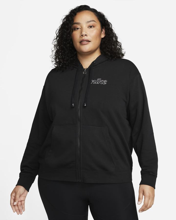 Sudadera Con Capucha Nike Dri-FIT Get Fit Estampadas Full-Zip Training (Plus Size) Mujer Negras Blancas | ICWTG-9561