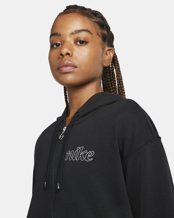 Sudadera Con Capucha Nike Dri-FIT Get Fit Estampadas Full-Zip Training (Plus Size) Mujer Negras Blancas | QXBVI-6750