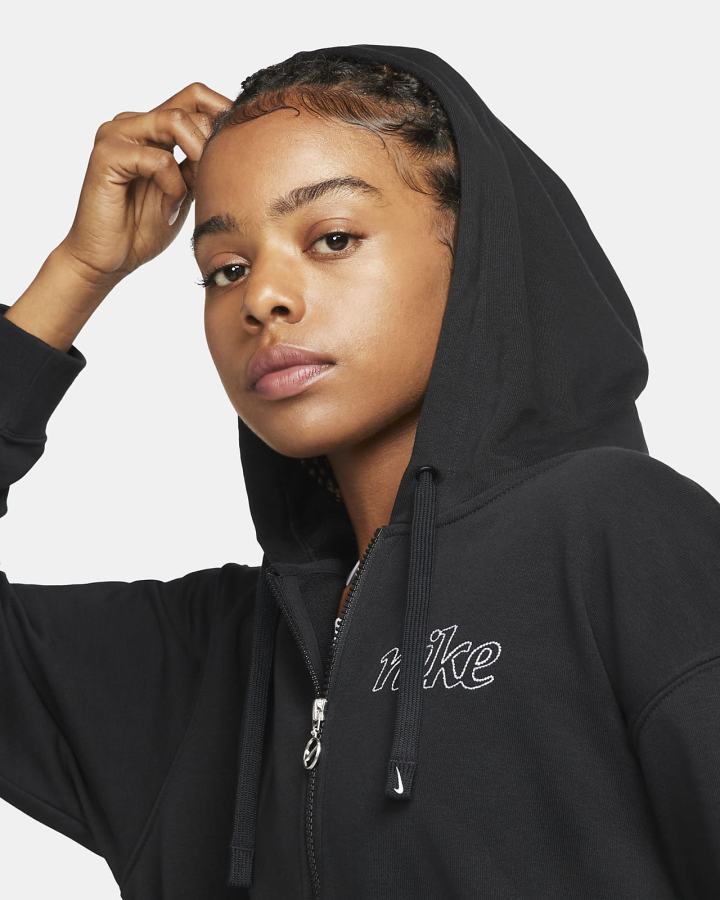 Sudadera Con Capucha Nike Dri-FIT Get Fit Estampadas Full-Zip Training (Plus Size) Mujer Negras Blancas | QXBVI-6750
