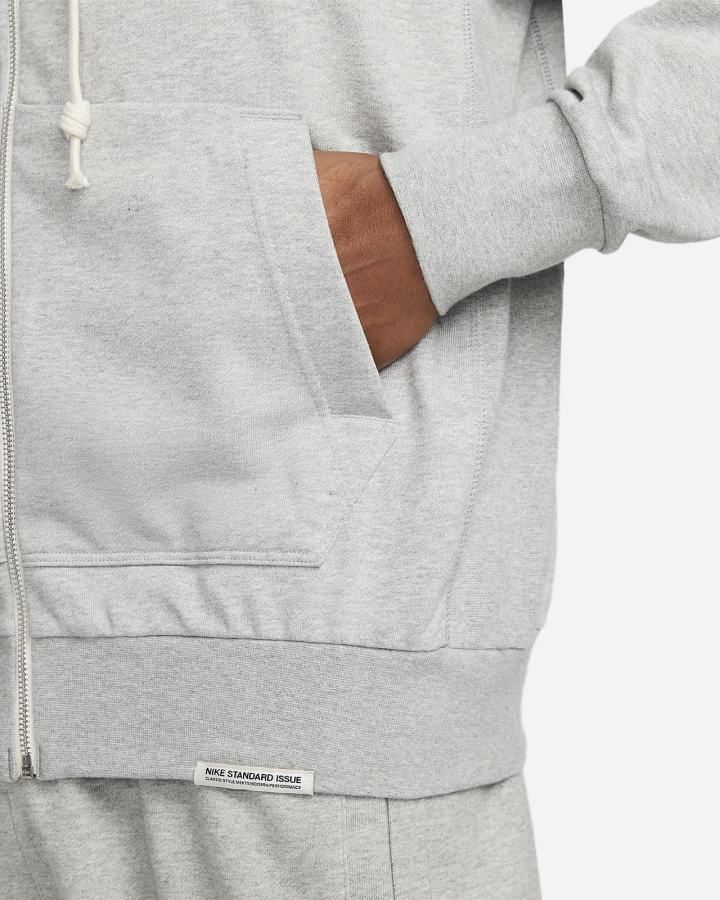 Sudadera Con Capucha Nike Dri-FIT Standard Issue Full-Zip Basketball Hombre Gris Oscuro Blancas | IRKSH-7918