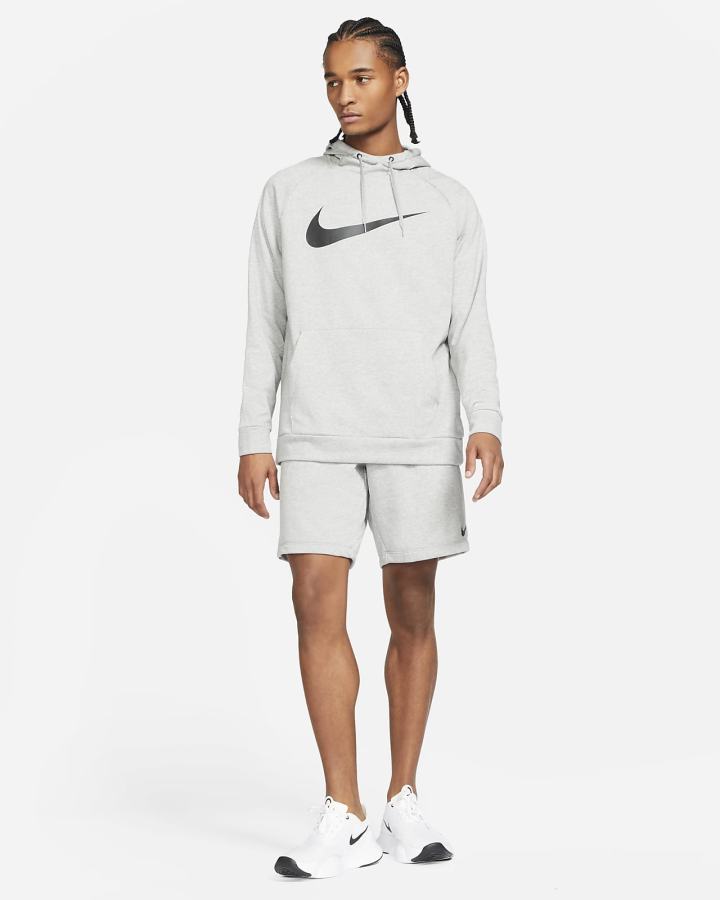 Sudadera Con Capucha Nike Dri-FIT Training Hombre Gris Oscuro Negras | YCPUZ-4657