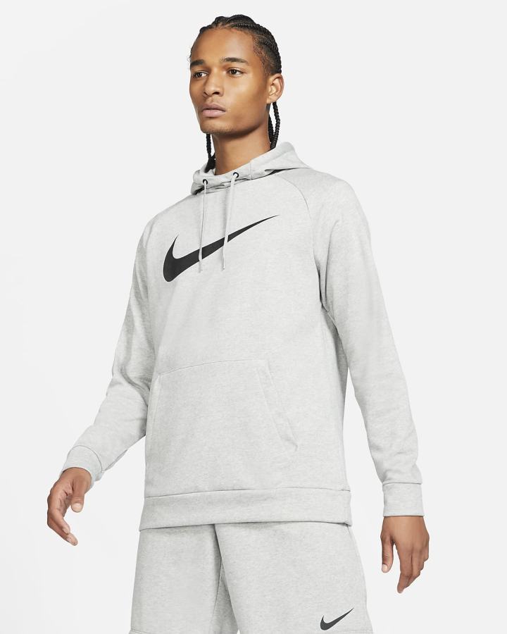 Sudadera Con Capucha Nike Dri-FIT Training Hombre Gris Oscuro Negras | YCPUZ-4657