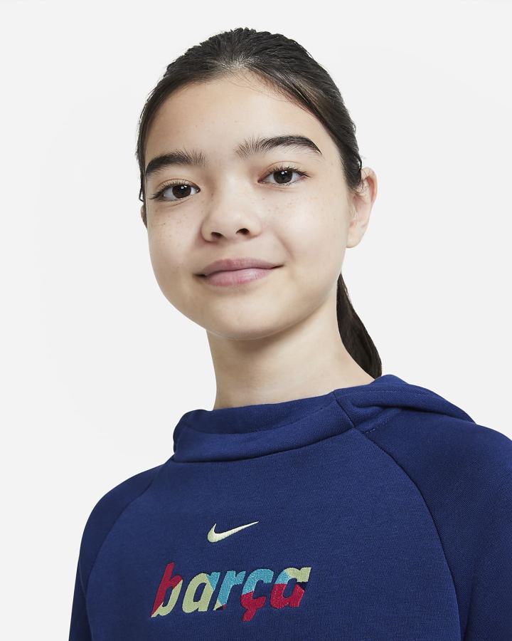 Sudadera Con Capucha Nike FC Barcelona Kids Fleece Soccer Niño Azules | EHYPG-1209