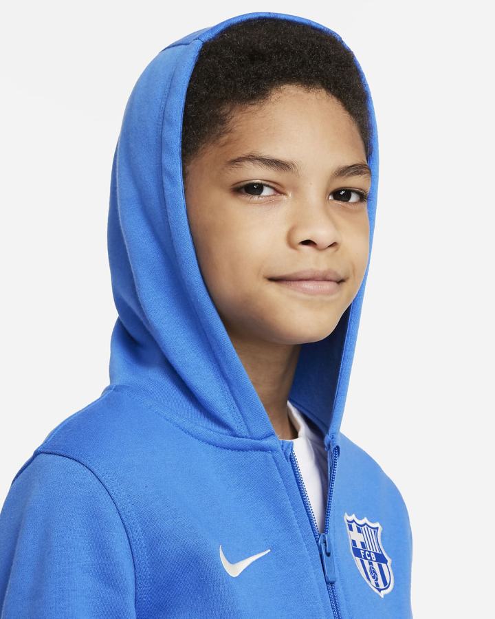 Sudadera Con Capucha Nike FC Barcelona Kids Full-Zip Fleece Niño Azules Blancas | YNKGT-3190