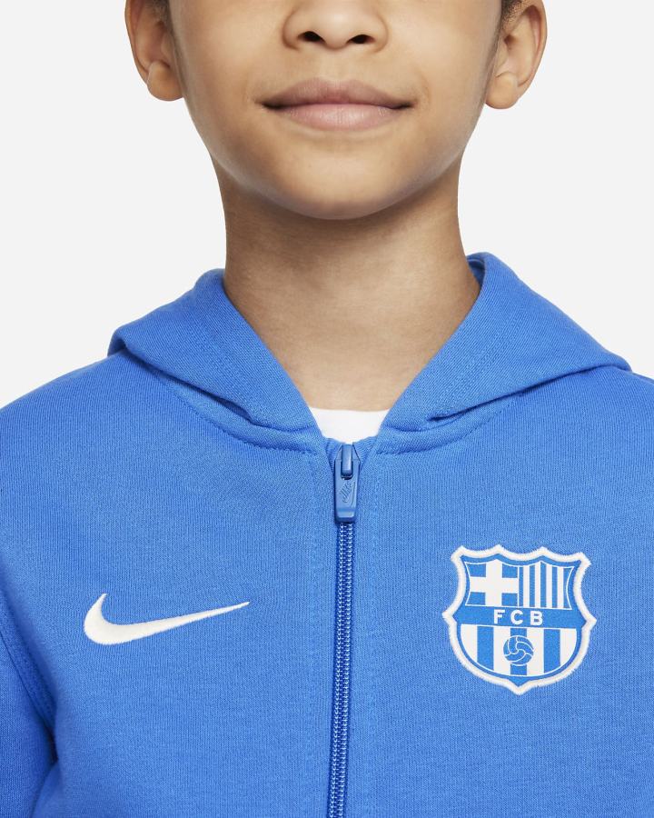 Sudadera Con Capucha Nike FC Barcelona Kids Full-Zip Fleece Niño Azules Blancas | YNKGT-3190