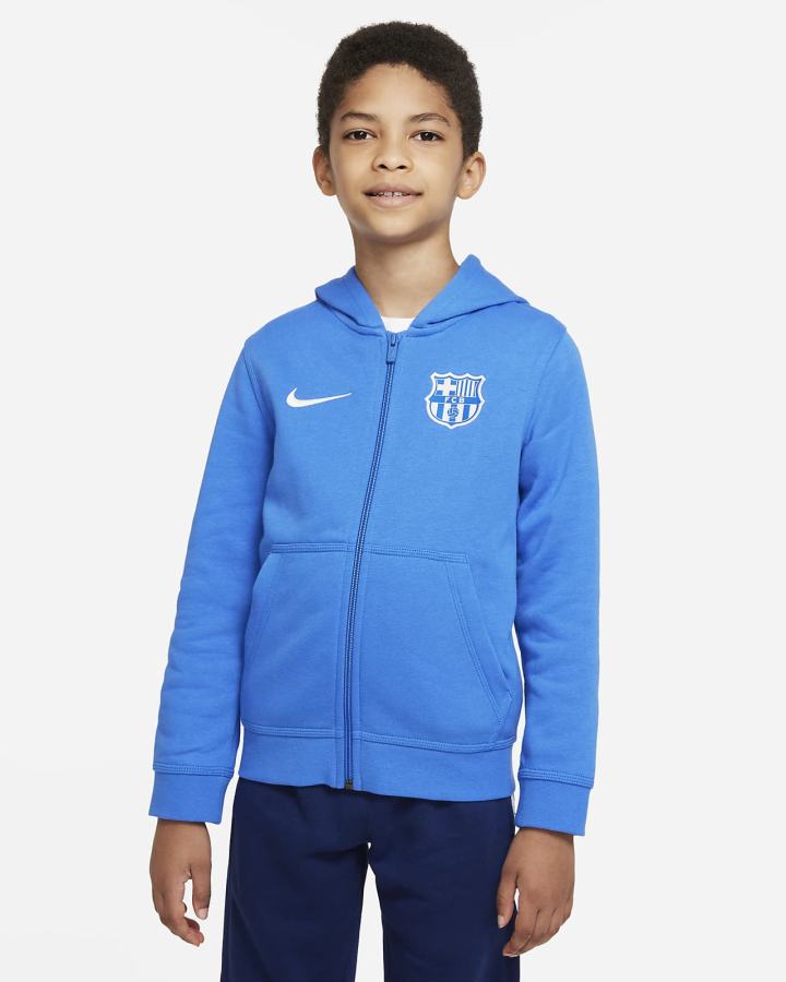 Sudadera Con Capucha Nike FC Barcelona Kids Full-Zip Fleece Niño Azules Blancas | YNKGT-3190