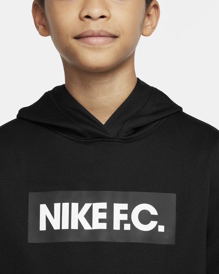 Sudadera Con Capucha Nike F.C. Kids Soccer Niña Negras Blancas | KDNFM-0517