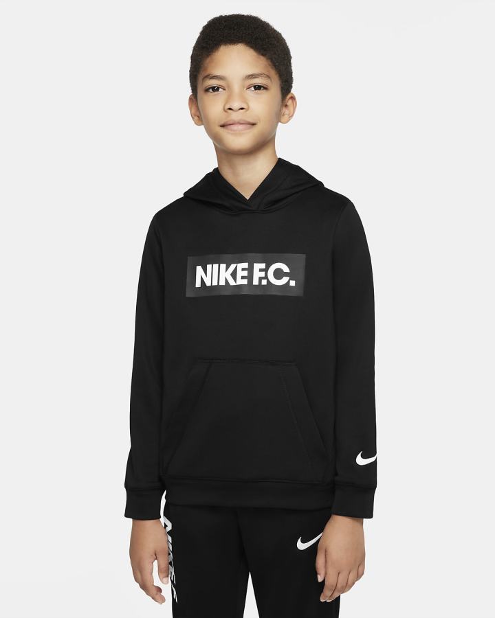 Sudadera Con Capucha Nike F.C. Kids Soccer Niña Negras Blancas | KDNFM-0517