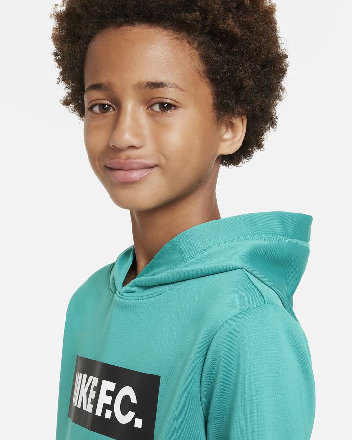 Sudadera Con Capucha Nike F.C. Kids Soccer Niño Verde Blancas Negras | ZHGCL-1062