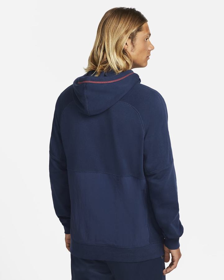 Sudadera Con Capucha Nike Fleece Soccer Hombre Azul Marino Rojas Negras | CPVOF-7561