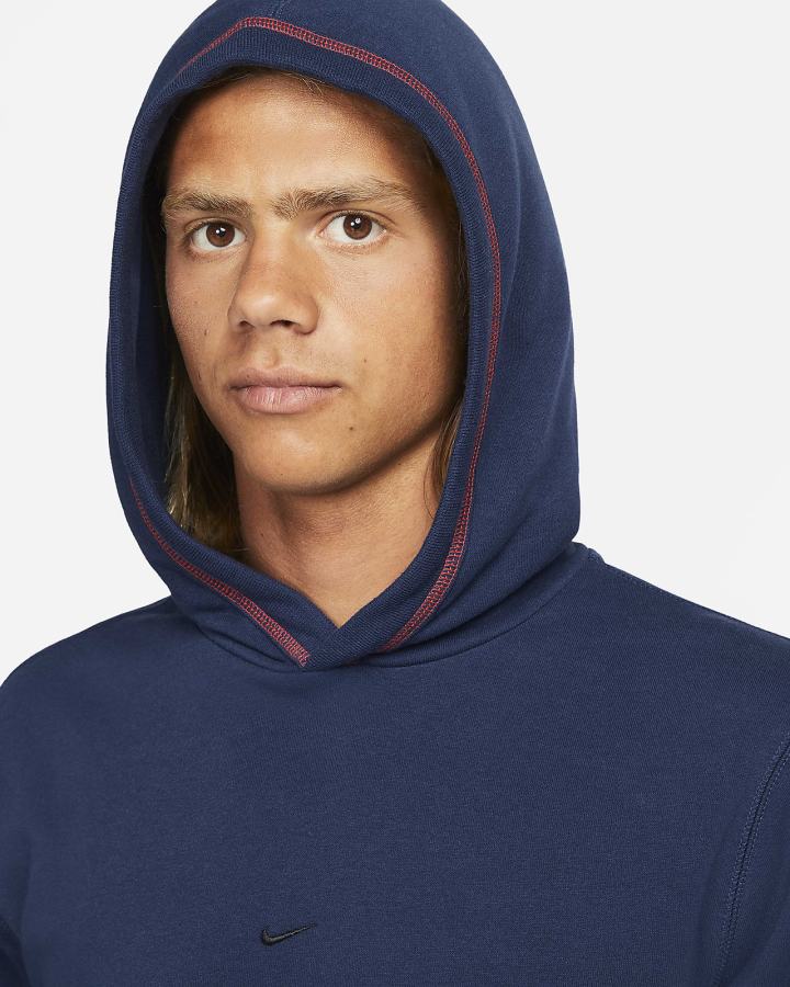 Sudadera Con Capucha Nike Fleece Soccer Hombre Azul Marino Rojas Negras | CPVOF-7561