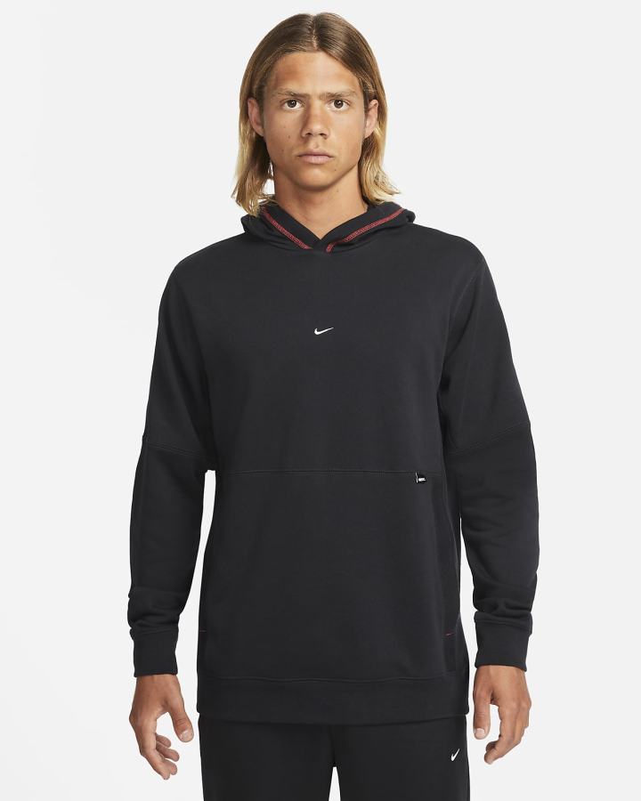 Sudadera Con Capucha Nike Fleece Soccer Hombre Negras Rojas Blancas | XKVJO-7583