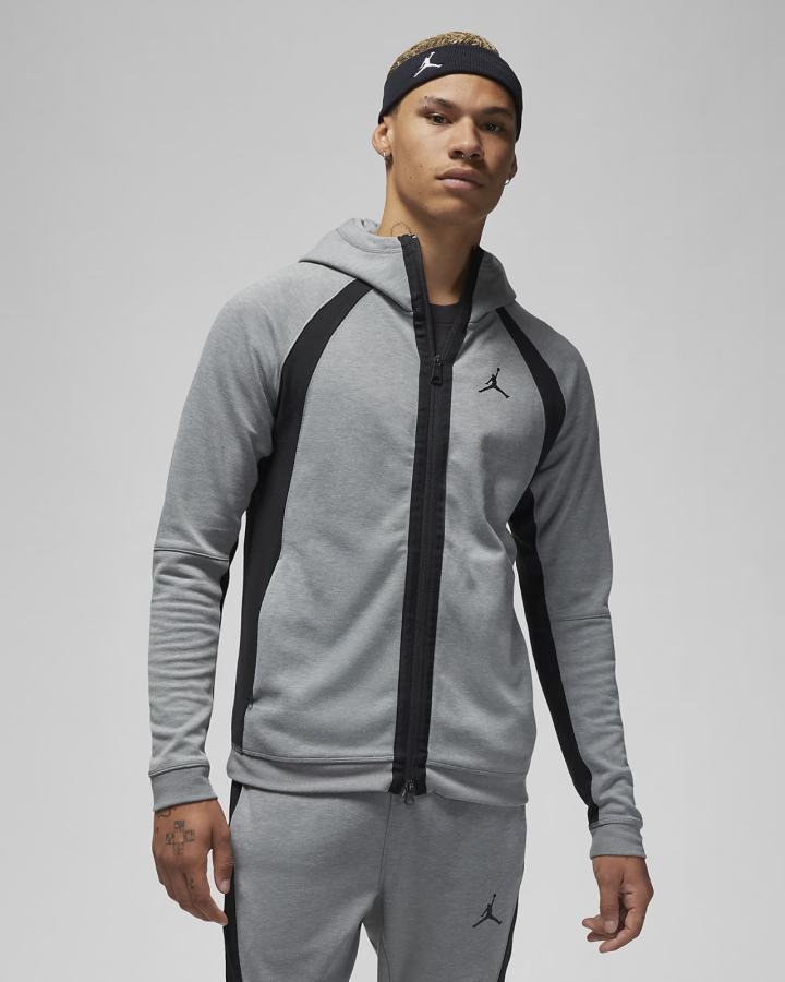 Sudadera Con Capucha Nike Jordan Dri-FIT Sport Full-Zip Hombre Gris Oscuro Negras | SAJKG-7415