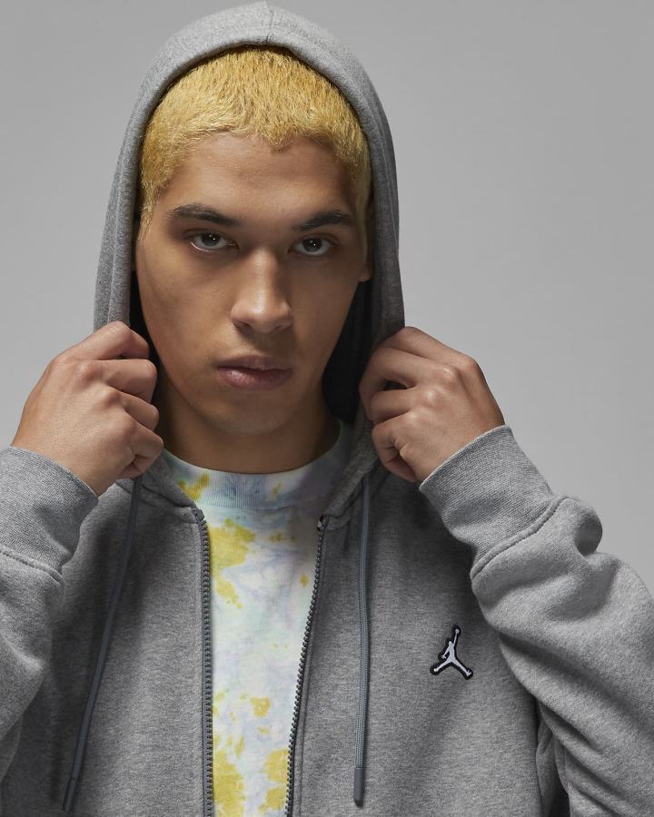 Sudadera Con Capucha Nike Jordan Essentials Full-Zip Fleece Hombre Gris Oscuro Blancas | UBMOI-6187