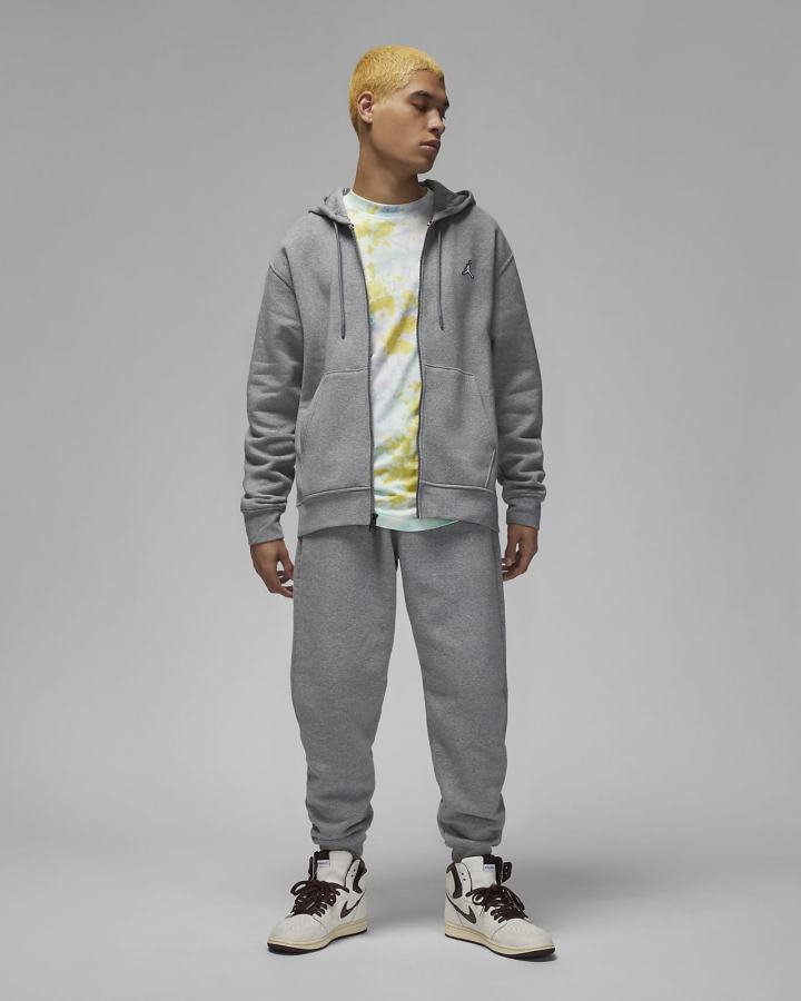 Sudadera Con Capucha Nike Jordan Essentials Full-Zip Fleece Hombre Gris Oscuro Blancas | UBMOI-6187