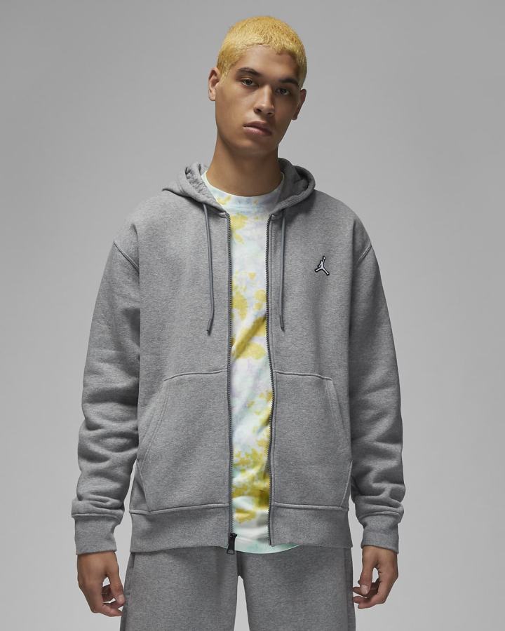 Sudadera Con Capucha Nike Jordan Essentials Full-Zip Fleece Hombre Gris Oscuro Blancas | UBMOI-6187