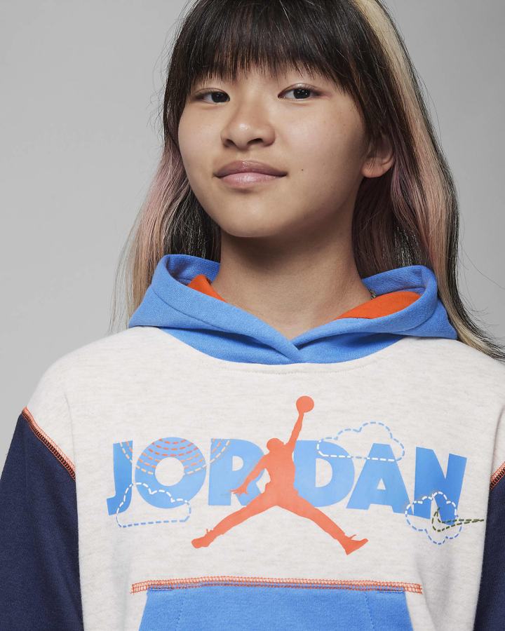 Sudadera Con Capucha Nike Jordan Kids Colorblocked Boxy Fleece Niña Blancas | PUMBK-8064