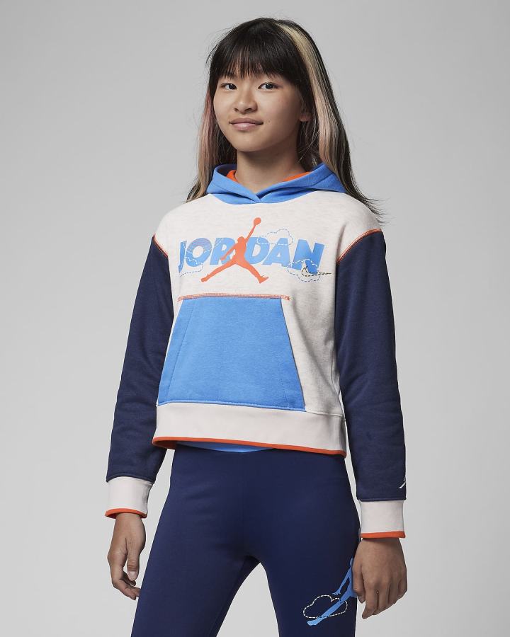 Sudadera Con Capucha Nike Jordan Kids Colorblocked Boxy Fleece Niña Blancas | PUMBK-8064
