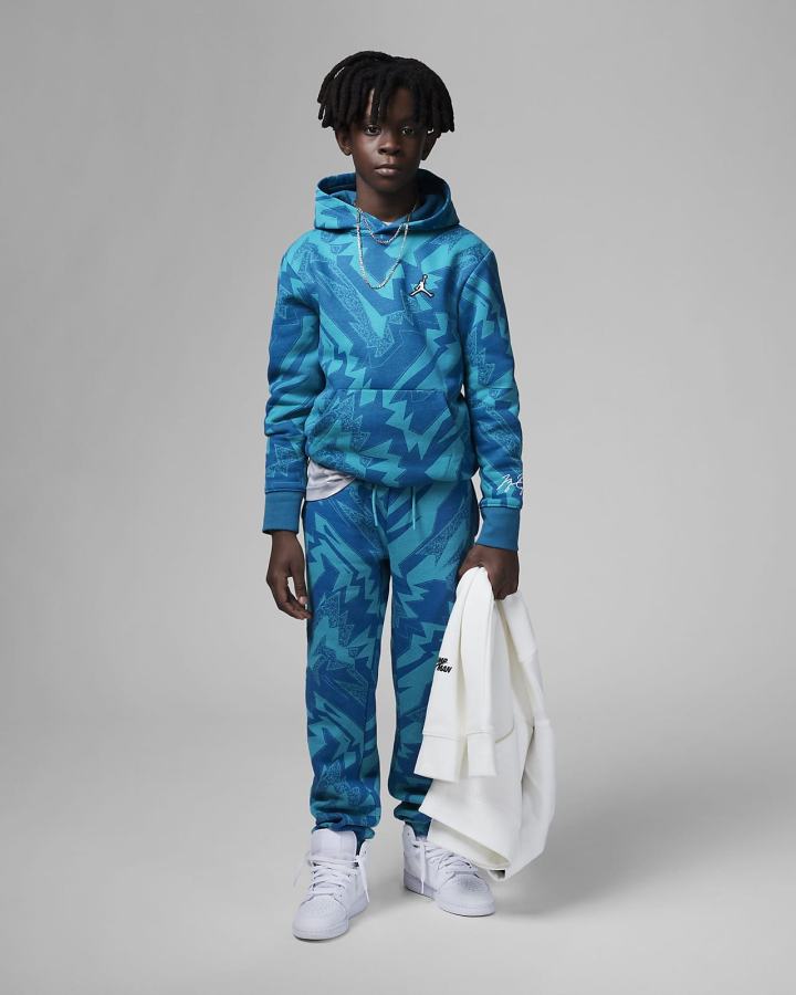 Sudadera Con Capucha Nike Jordan Kids Essentials Printed Fleece Niño Azules | EYQVG-7693