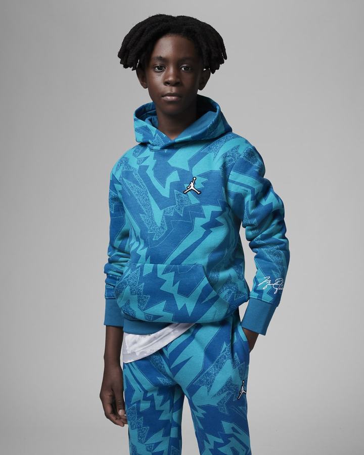 Sudadera Con Capucha Nike Jordan Kids Essentials Printed Fleece Niño Azules | EYQVG-7693