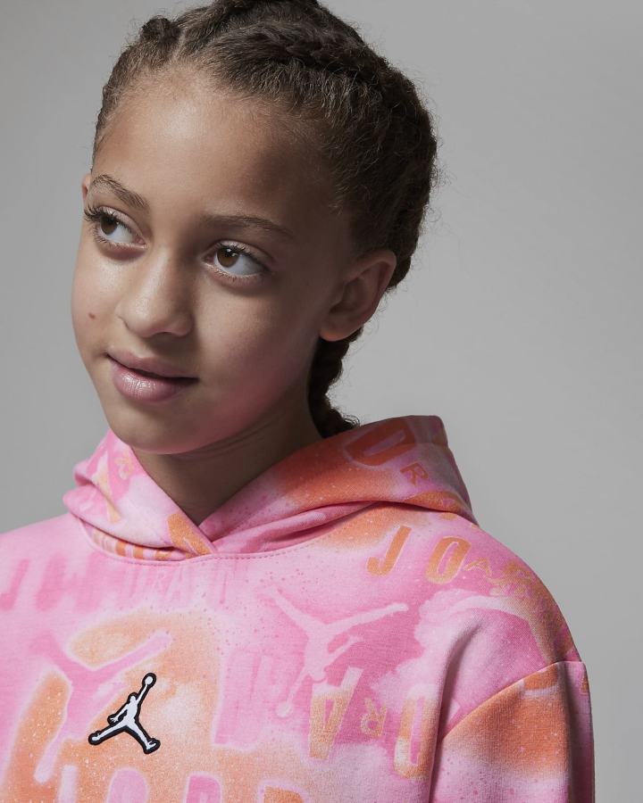 Sudadera Con Capucha Nike Jordan Kids Essentials Printed Boxy Niña Rosas | OMITX-4501