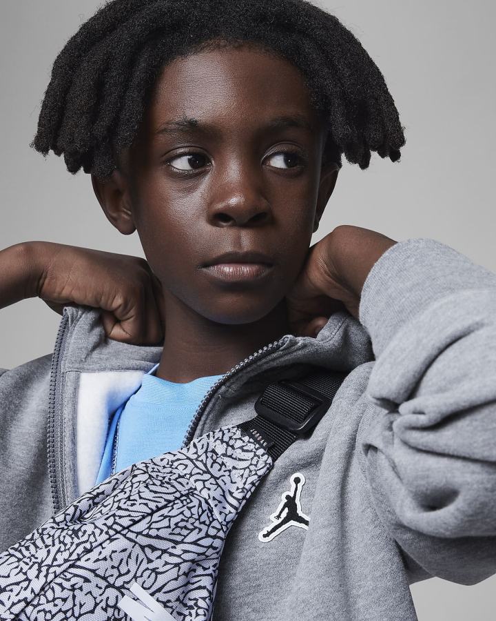 Sudadera Con Capucha Nike Jordan Kids Full-Zip Niño Gris Oscuro | JYBPX-9518