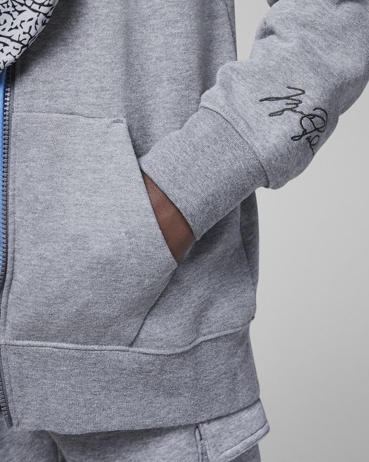 Sudadera Con Capucha Nike Jordan Kids Full-Zip Niño Gris Oscuro | JYBPX-9518