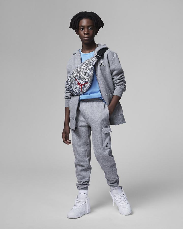 Sudadera Con Capucha Nike Jordan Kids Full-Zip Niño Gris Oscuro | JYBPX-9518